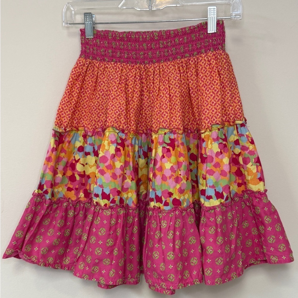 Children's Place: Girls Multicolored Pink/Orange Tiered Skirt, Size 14